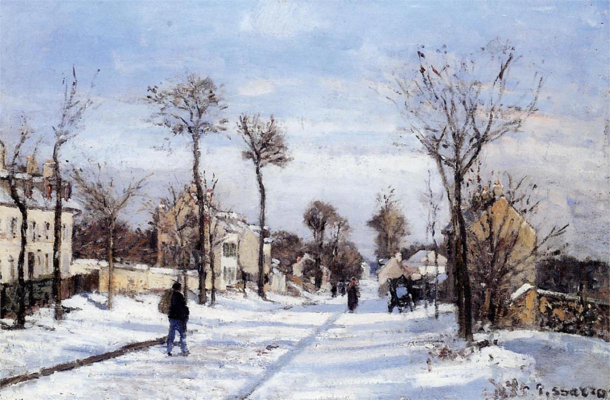 Street in the Snow, Louveciennes - Camille Pissarro Paintings